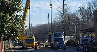 Photo of transformer being unloaded